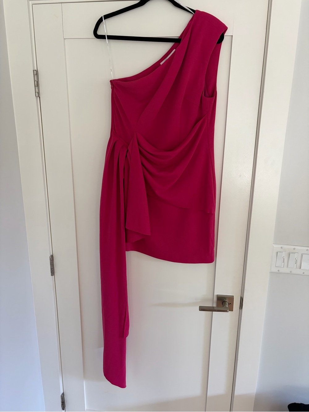 Elliatt Fuchsia One-Shoulder Draped Mini Dress